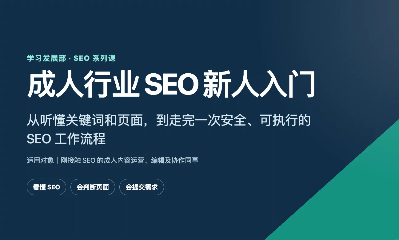 SEO系列课 - 成人行业 SEO 新人入门